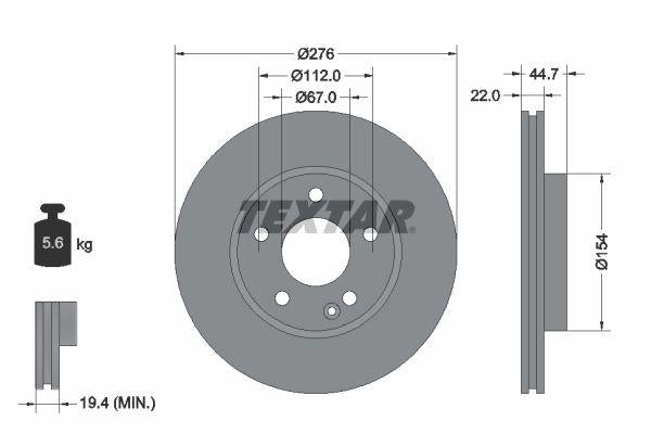 Textar 92131903 Brake Disc Front W169-245 M266 Set of 2 — Brake Rotors & Drums