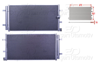 Wisco 1143069-00 A/C Condenser 672X341x16 Audi A4 A5 Q5 1.8 2.0 3.0 TDI 3.0 TFSI 3.2 FSI 08 > — Condensers & Evaporators