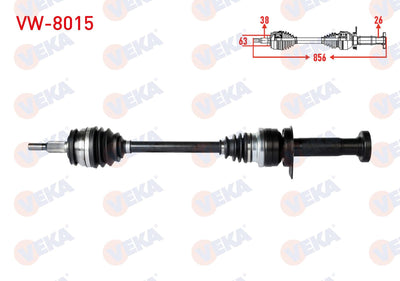 Veka VW-8015 Complete Axle Right Front Length 858mm Volkswagen Transporter V (7Ha — Axles, CV Joints & Boots