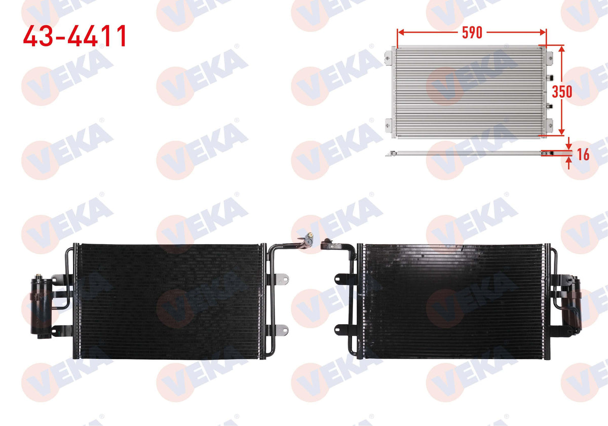 Veka 43-4411 A/C Condenser Volkswagen Golf IV (1J1) 1.4i 16V M-T 1997-2005 — Condensers & Evaporators