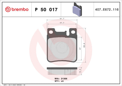 Brembo P50017 Rear Brake Pad — Brake Pads