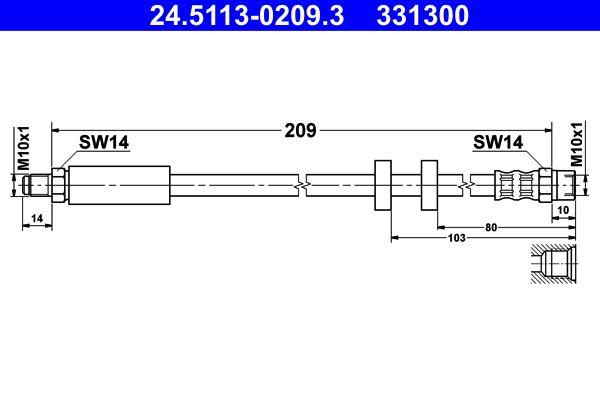 ATE 24.5113-0209.3 Brake Hose — Brake Hydraulics