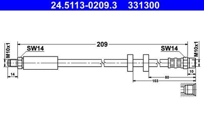 ATE 24.5113-0209.3 Brake Hose — Brake Hydraulics