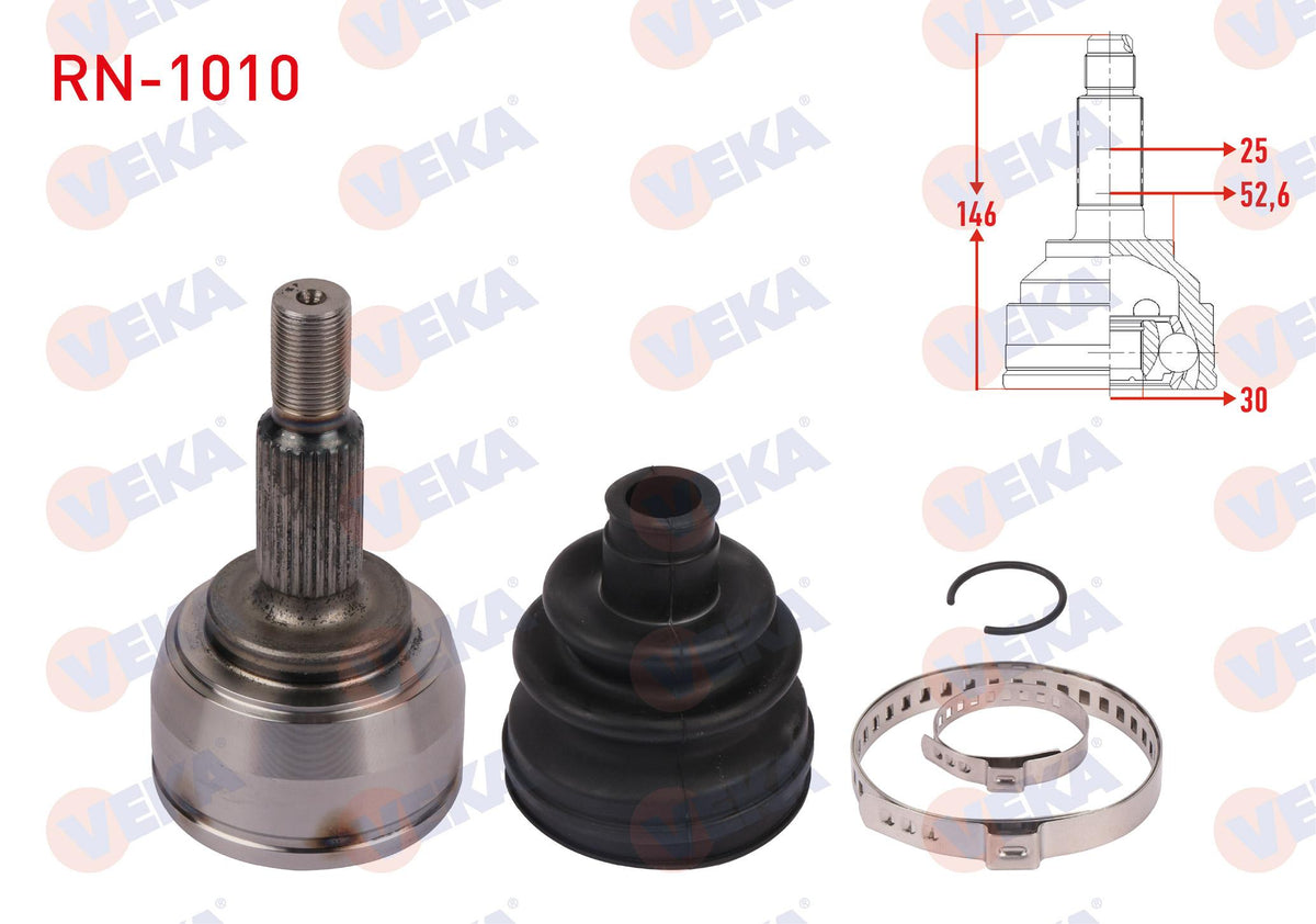 Veka RN-1010 CV Joint Right Front Outer Length 146mm Renault Scenic II (Jm0 / 1) 1.5 dCi M-T 2003 — Axles, CV Joints & Boots