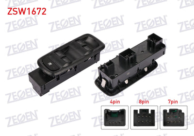 Zegen ZSW1672 Glass Release Switch Group with Frame 19 Pin Ford Fiesta 2008-2012