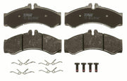 trw gdb1288 brake pads for vw lt and mercedes sprinter, close-up of trw gdb1288 brake pads, trw gdb1288 brake pads packaging TRW GDB1288 Brake Pads - Front/Rear for VW LT 1997-2007 & Mercedes Sprinter 1995-2006 | Performance & Durability TRW GDB1288 Brake Pads for VW & Mercedes Sprinter trw, gdb1288, brake-pads, vw-lt, mercedes-sprinter, vehicle-maintenance, braking-system, mechanics-tools, automotive-parts, ai-generated
