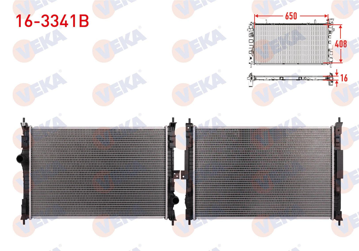 Veka 16-3341B Su Radiator Brazing Berlingo, Partner 1.5-1.6 BlueHDi 18-/ C4 Grand Picasso 1.6 HDi 06-/ Jum — Radiators & Fans