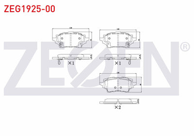 Zegen ZEG1925-00 Brake Pad with Wear Indicator Rear Toyota Corolla (_E21_) 1.8 Hybrid 2019-/ Corolla (_E21_) 1.6 — Brake Pads