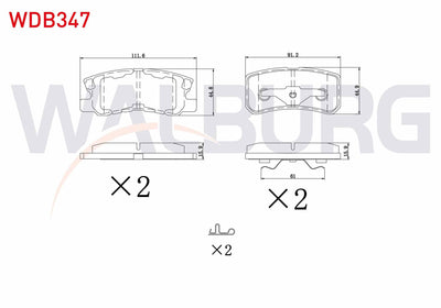 WALBURG WDB347 Brake Pad Rear Mitsubishi Pajero III 3.2 DI-D 2000-2007 / Pajero III 3.5 GDI 2000-2007 / Asx 1.6 — Brake Pads