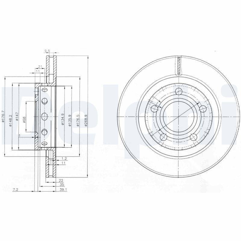 Delphi BG3525 Brake Disc - Rear for Audi A8 — Brake Rotors & Drums