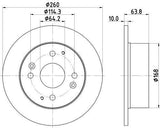 HELLA Pagid Brake Disc 8DD355112-011 - 260mm for Honda Accord 1998-2002 — Brake Rotors & Drums