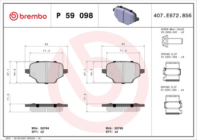 Brembo P59098 Brake Pad Rear Low-Met Opel — Brake Pads