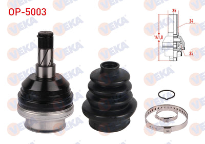 Veka OP-5003 CV Joint Left-Right Front Inner Opel Vectra B 1.8i 16V 34X25x35 Length 142 — Axles, CV Joints & Boots