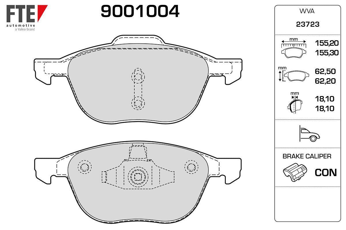 Fte 9001004 Front Brake Pad Mazda 3/5, Focus II/III and 3 more models — Brake Pads