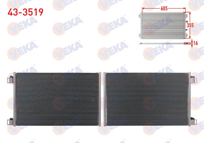 Veka 43-3519 A/C Condenser Renault Kangoo (Kw0 / 1) 1.5 dCi 2008 — Condensers & Evaporators