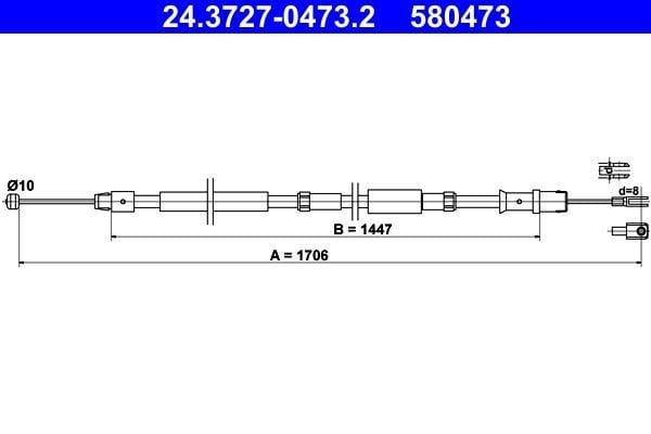 ATE Brake Cable 24.3727-0473.2 — Brake Cables & Hardware