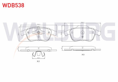 WALBURG WDB538 Brake Pad Front Renault Laguna III (Bt0 / 1) 2.0 dCi 2007-/ 2.0i 16V 2007-/ Megane III 2.0 dCi 20 — Brake Pads