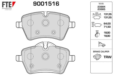 Fte 9001516 Brake Pad Front Mini R50 R53 John Cooper Works 06-06 R56 R57 R58 R59 Cooper S — Brake Pads
