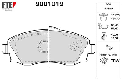 Fte 9001019 Brake Pad Front Combo C Corsa C 1.3 1.7 CDTi 01-Meriva 03-Tigra 04 — Brake Pads