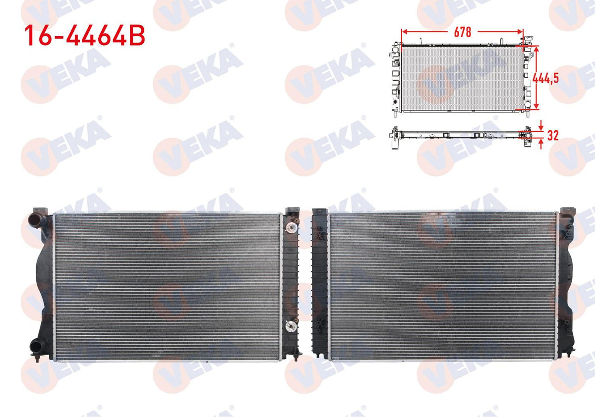 Veka 16-4464B Water Radiator Brazing Audi A6 2.0 TDI-2.0 TFSI A-T 2004-2011 — Radiators & Fans
