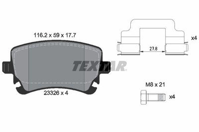 Textar 2332601 Brake Pad Rear A6 3.2Fsi 2001-09 A8 T5