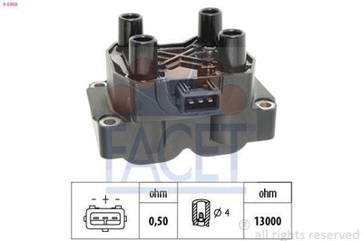 Facet 9.6068 Ignition Coil Brava Bravo Fiorino Marea Palio Tempra Tipo Scudo 1.2 / 1.4 / 1.6