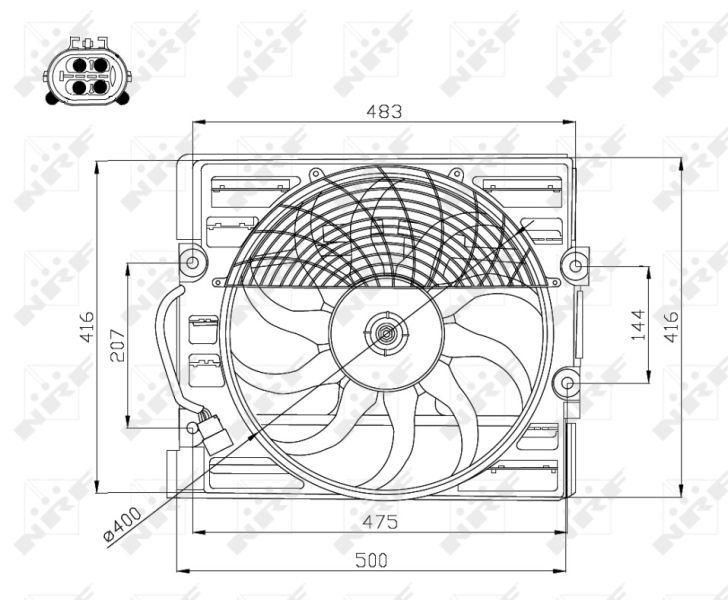nrf 47214 complete fan for bmw e38, 270w cooling fan motor for bmw e38, bmw e38 radiator fan with oval socket NRF 47214 Complete Fan 270W for BMW E38 (95-03) - Ideal for Car Owners & BMW Enthusiasts NRF 47214 - 270W Complete Fan for BMW E38 nrf, complete-fan, bmw-e38, 270w-cooling-fan, car-accessories, fan-motor, automotive-parts, car-owners, bmw-enthusiasts, ai-generated