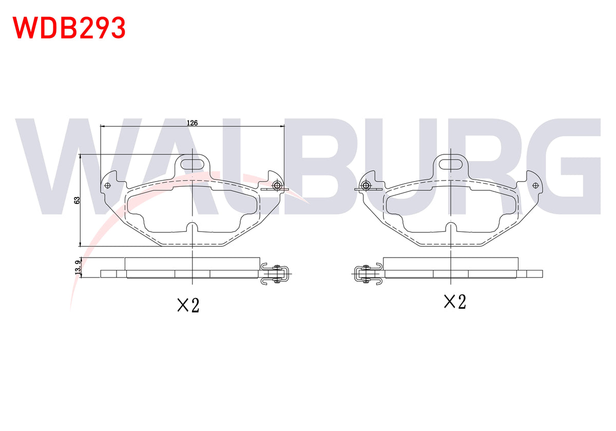 WALBURG WDB293 Brake Pad Rear Renault Laguna I (B56,556) 1.9 dCi 1993-2001 / Laguna I (B56,556) 2.2 Dt 1993-2001 — Brake Pads