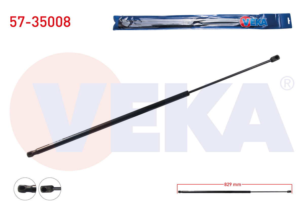Veka 57-35008 Trunk Gas Strut 829mm / 640N Renault Kangoo (Kw0 / 1) 2008-| Set of 2 — Support Rods & Struts