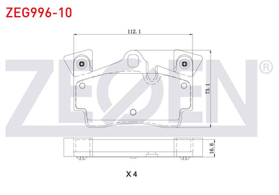 Zegen ZEG996-10 Brake Pad Rear Audi Q7 (4L) 3.0 TDI-4.2 FSI-4.2 TDI 2006-2015 / Porsche Cayenne (955) 3.2-S 4.5i — Brake Pads