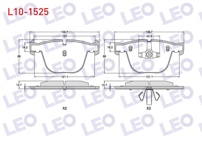 LEO L10-1525 Brake Pad Rear BMW 7 Series (E65) 740 D 2001-/ 5 Series (E60) 535 D 2003-2010 / (E60) 540 i 2003-20 — Brake Pads