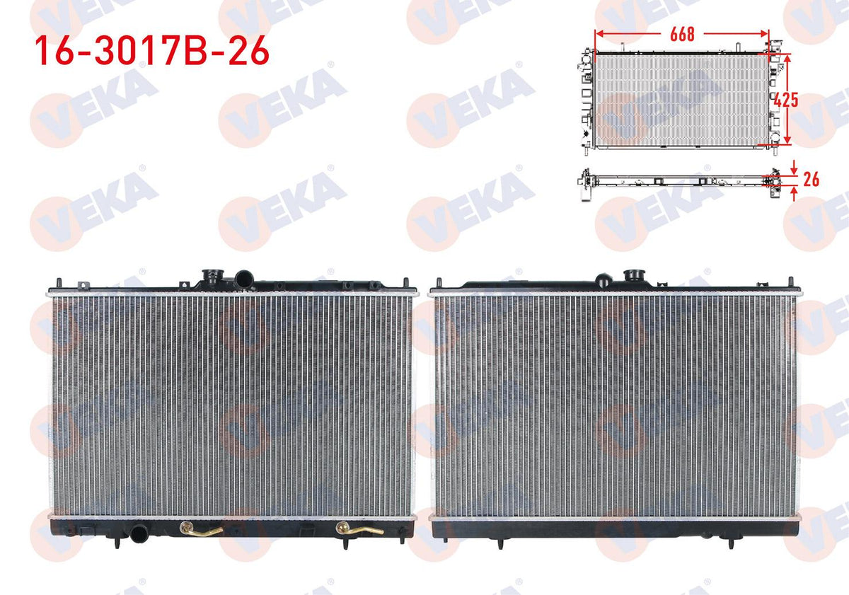 Veka 16-3017B-26 Su Radiator Brazing Thickness 26mm Mitsubishi Outlander 2.0I A-T 2003-2007 — Radiators & Fans