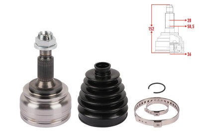 Veka CT-1005 CV Joint Left-Right Front Outer Length 152mm Citroen C5 AirCross 1.5 BlueHDi-1.6 Pure — Axles, CV Joints & Boots