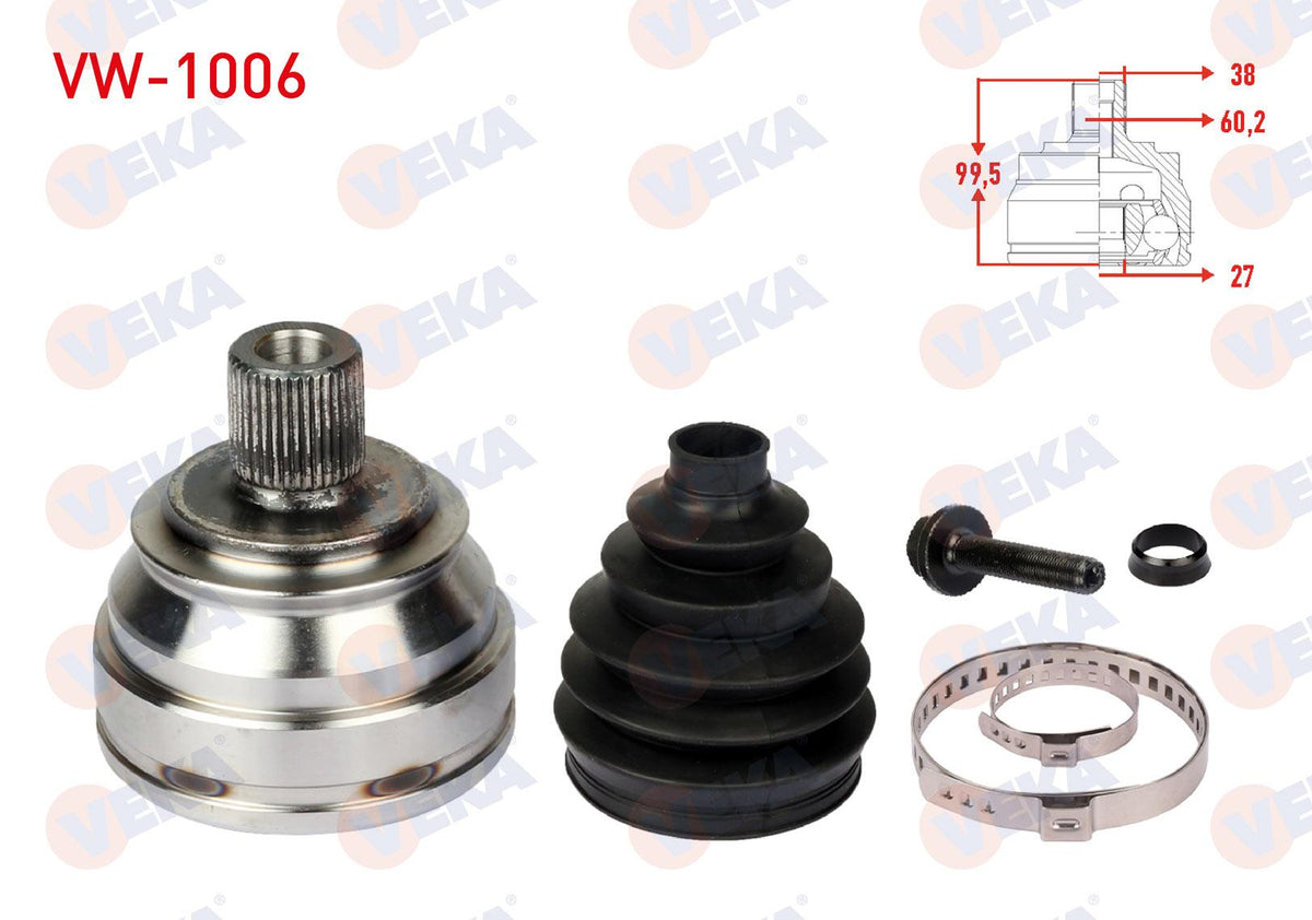 Veka VW-1006 CV Joint Left-Right Front Outer Volkswagen Transporter IV (70Xb — Axles, CV Joints & Boots