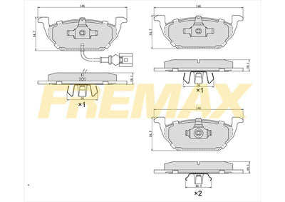 Fremax FBP-1070-01 Front Brake Pad (Corbon Formula) VW Golf4-Golf5-Jetta-Bora-Polo-A3-Leon (with Connector) — Brake Pads