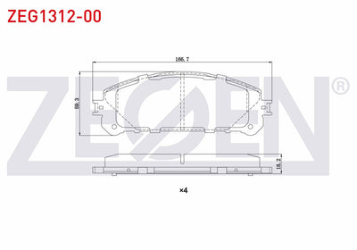 Zegen ZEG1312-00 Brake Pad Front Cable Drilled Toyota Rav4 IV (Zsa4,Ala4) 2.0 Vvt-I-2.0 D-4D 4X4 2012-/ Lexus Nx (_Z1_) 2.5 2014-/ Rx (_L2_) 450H 3.5 T 2015-/ Es VII (Z10_, _A10_, _H10_) 2.5 Hy