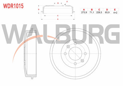 WALBURG WDR1015 Brake Drum Rear 4 Hole 273, 9X71 and 3 more models — Brake Rotors & Drums