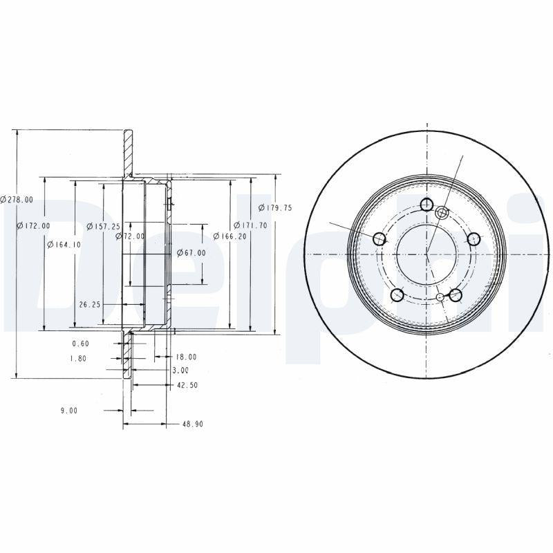 Delphi BG3326C Disc Rear Mercedes C-Series W202-W203 E-Series W124-W210 96-07