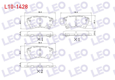 LEO L10-1428 Brake Pad Rear with Wear Indicator Kia Picanto (Ja) 1.0 MPI-1.25 MPI 2017 — Brake Pads