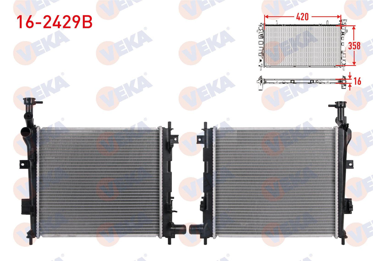 Veka 16-2429B Su Radiator Brazing Kia Picanto (Ta) 1.1-1.25 M-T 2011 — Radiators & Fans