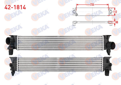 Veka 42-1814 Turbo Radiator (Intercooler) Citroen Jumper III 2.2 HDi Euro 5 2011-2015 / Peugeot Boxer III — Radiators & Fans