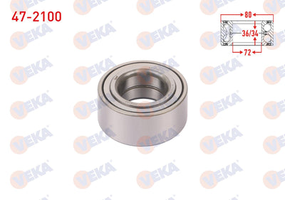 Veka 47-2100 Front Wheel Bearing Left-Right 42X80x36 / 34 Hyundai Elantra 1.6i-1.8i-2.0-2.0 CRDi 2001-2007 / Sonata IV 2.0i-2.4i 2001-2004 / Kia Cerato 1.5 CRDi-1.6 CRDi 2004-2012 / Magentis 2