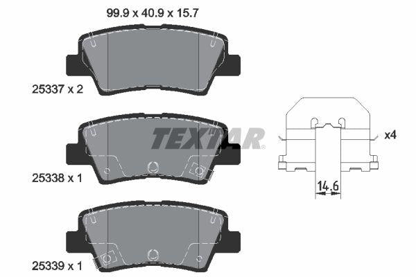 Textar 2533701 Brake Pad Rear Accent Blue/i10/I40/Elantra/Ioniq/Tucson/Rio/Soul/Ceed/Auris/Corolla 2011-20 — Brake Pads