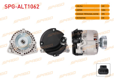 SPAGO SPG-ALT1062 Alternator 12V 125A 1Pk (Alt986) Tourneo Transit Connect 1.8 TDCi 02-13 (Canaklı) — Starting & Charging