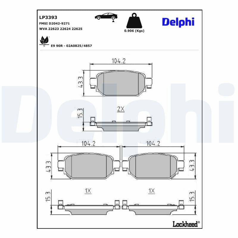 Delphi LP3393 Brake Pad Rear Mazda 3 1.5 2.2 2013- Electronic El Frenli