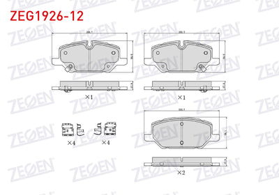 Zegen ZEG1926-12 Brake Pad Front with Wear Indicator Opel Insignia B 1.5T-1.6 CDTi-2.0 CDTi-2.0T 17 Rim 2017