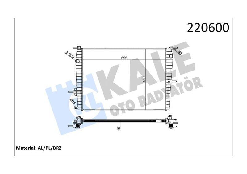 Kale 0559011AB Radiator 1S-Al Fluence Gasoline Megane III 08-15 Fluence 09= 1.6 M-T Mechanical — Radiators & Fans