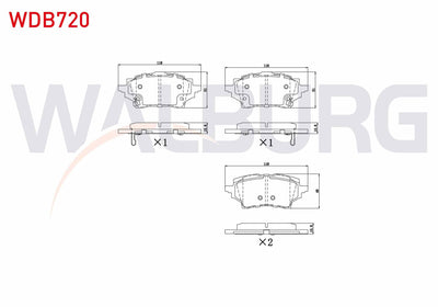 WALBURG WDB720 Brake Pad with Wear Indicator Rear Toyota Corolla (_E21_) 1.8 Hybrid 2019-/ Corolla (_E21_) 1.6 V — Brake Pads