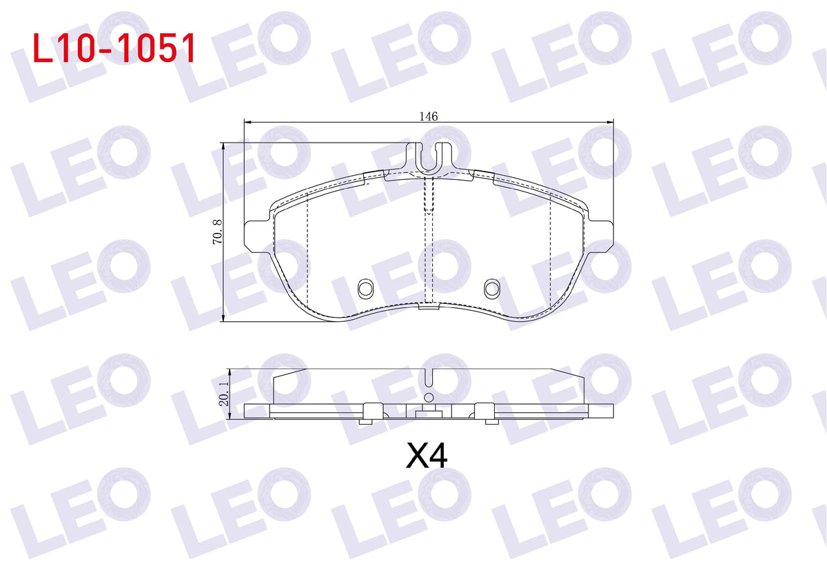 LEO L10-1051 Brake Pad Front Mercedes C Series (W204) C 180 2007-2014 / C 200 CDI 2007-2014 / C 200 2007-2014 / — Brake Pads