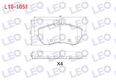 LEO L10-1051 Brake Pad Front Mercedes C Series (W204) C 180 2007-2014 / C 200 CDI 2007-2014 / C 200 2007-2014 / — Brake Pads